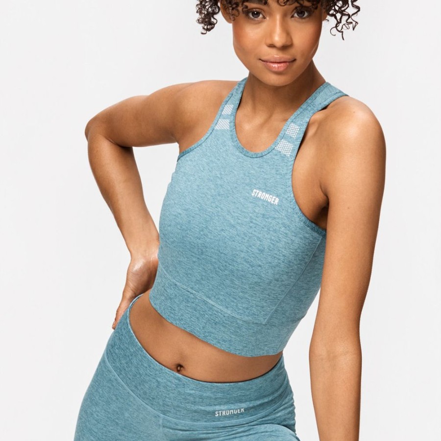 Crop-Tops STRONGER | Signature Crop Top Aqua Melange