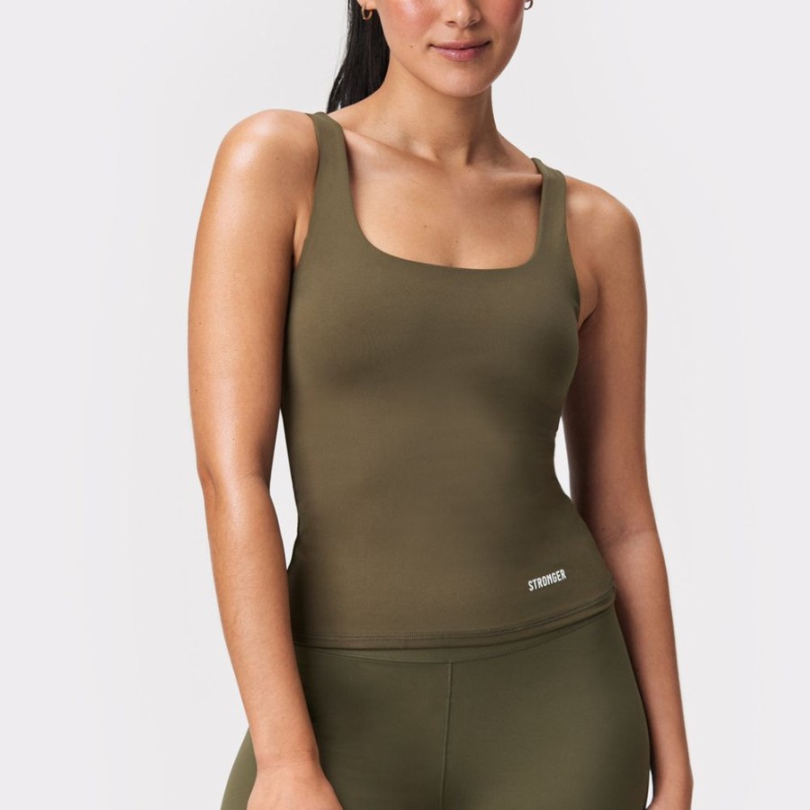 Tops STRONGER | Squared Tank Top Olive Night