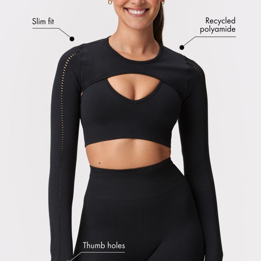 Hoodies & Lange Shirts STRONGER | Seamless Net Bolero Black