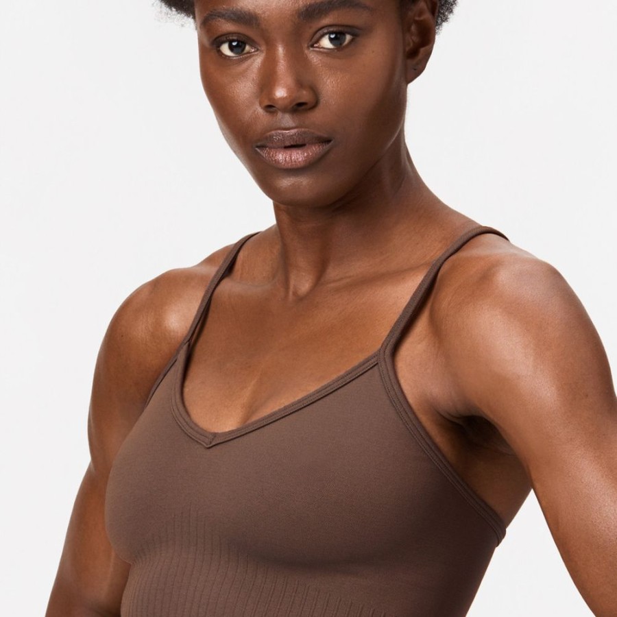 Crop-Tops STRONGER | Smooth Crop Top Brown (Shopping Bag)