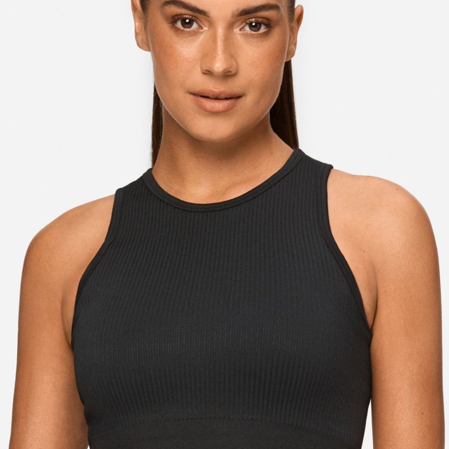 Crop-Tops STRONGER | Rib Seamless Crop Top Black Beauty