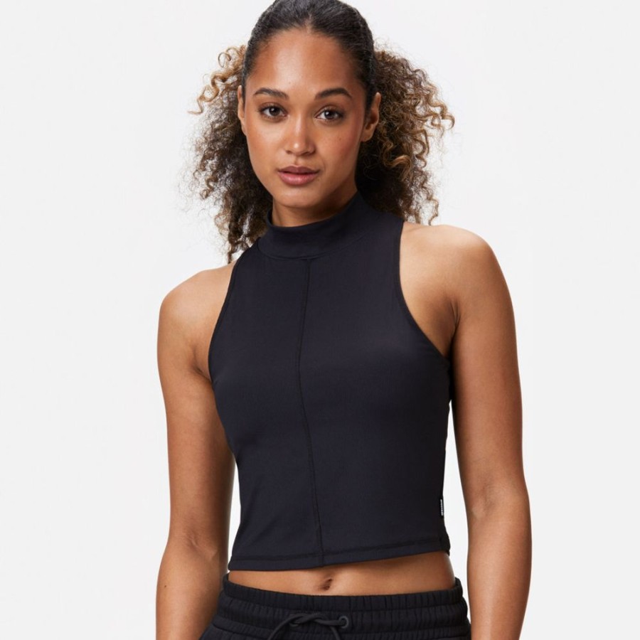 Tops STRONGER | Rib Rollkragen-Pullover Top Black