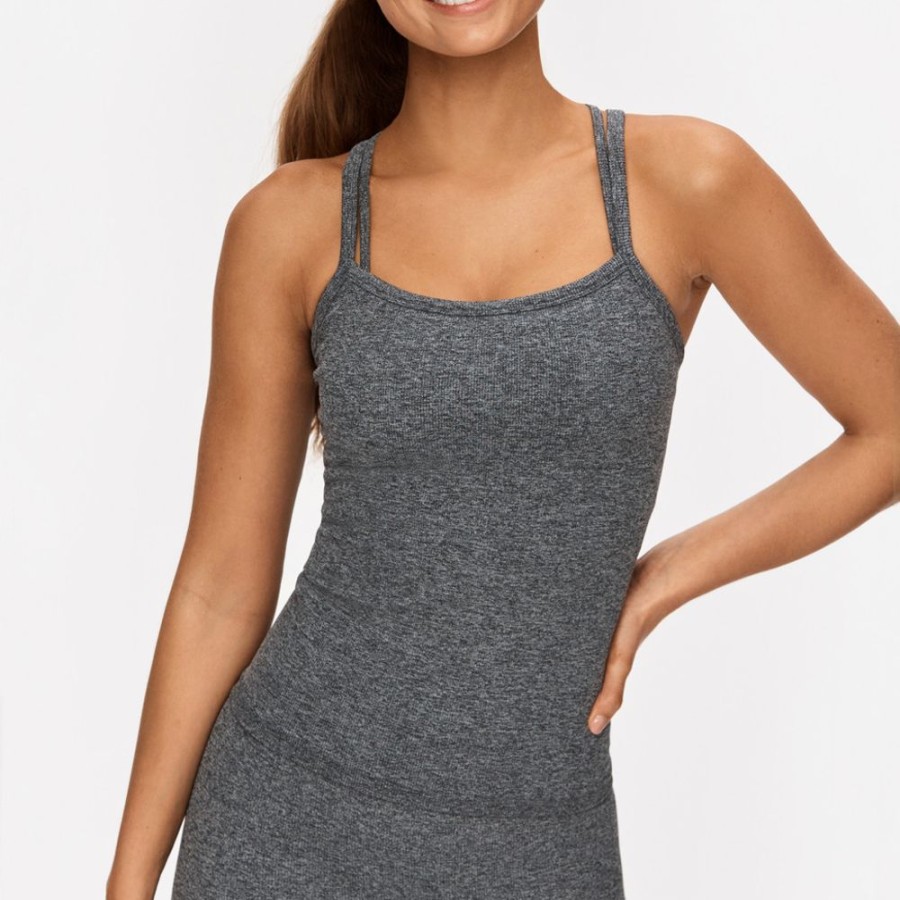 Tops STRONGER | Serene Strap Top Dark Grey Melange