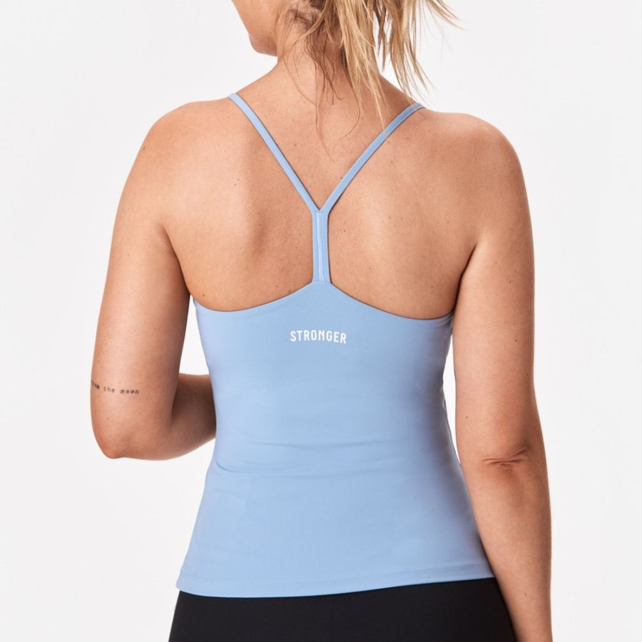 Tops STRONGER | Sharp Singlet Dusty Blue