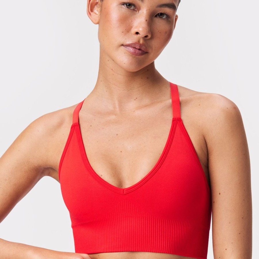 Sport-Bh STRONGER | Seamless V-Neck BH Flame Scarlet