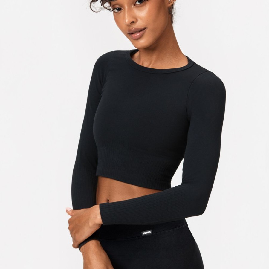 Crop-Tops STRONGER | Smooth Langarm Black