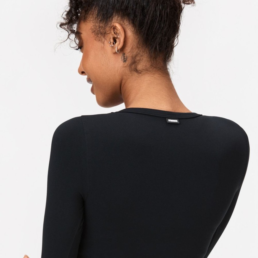 Crop-Tops STRONGER | Smooth Langarm Black