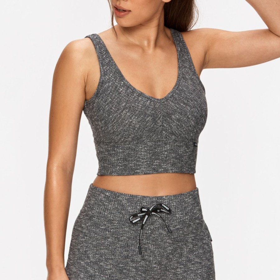 Crop-Tops STRONGER | Cush Bralette Anthracite Melange