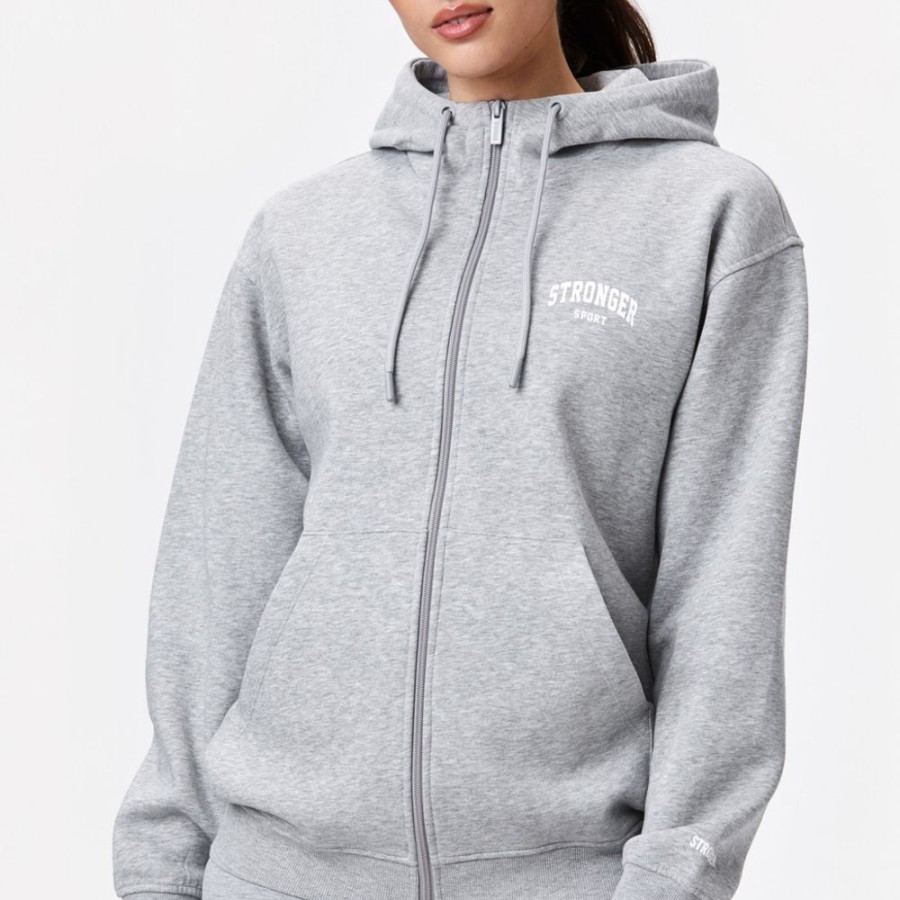 Hoodies & Lange Shirts STRONGER | Energy Zip Hoodie Grey Melange