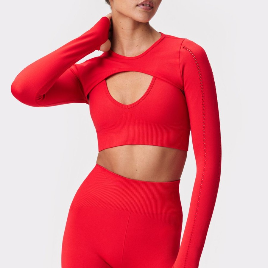 Hoodies & Lange Shirts STRONGER | Seamless Net Bolero Flame Scarlet