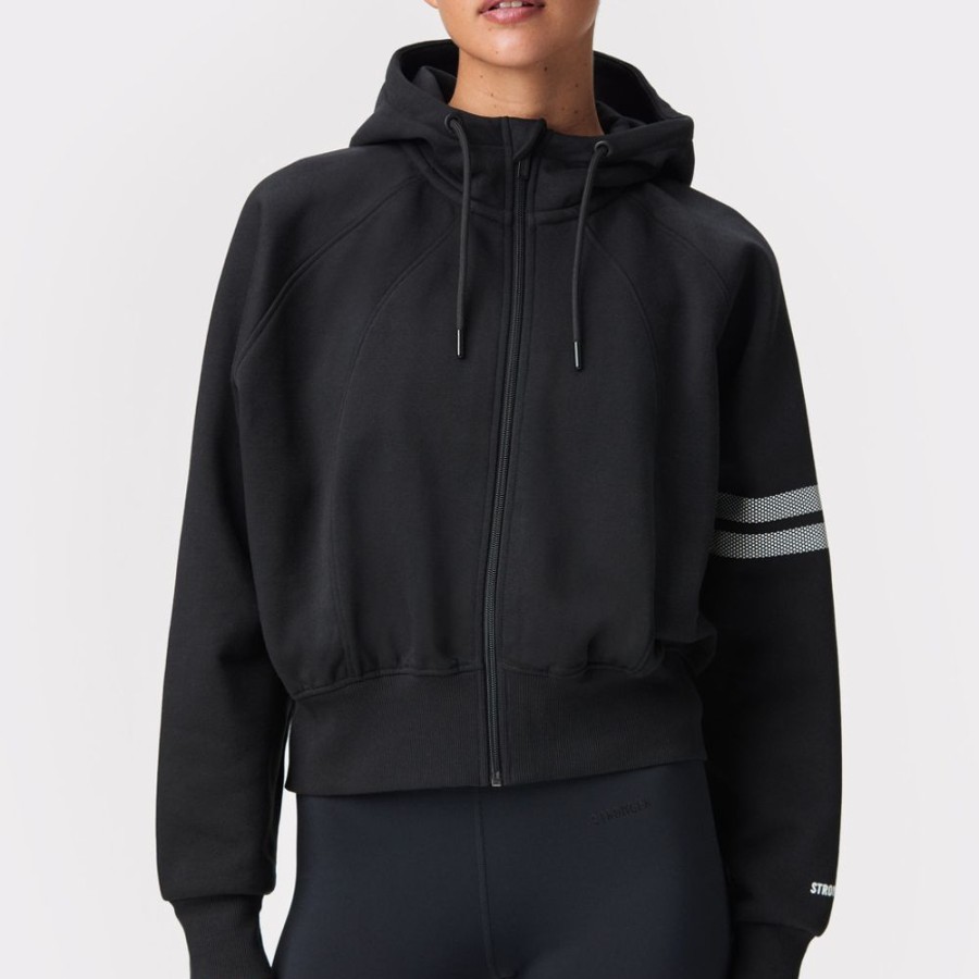 Hoodies & Lange Shirts STRONGER | Kurzer Zip Sweatshirt Black