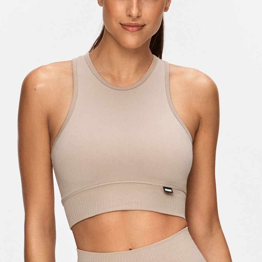 Crop-Tops STRONGER | Eclipse Crop Top Simply Taupe Plain