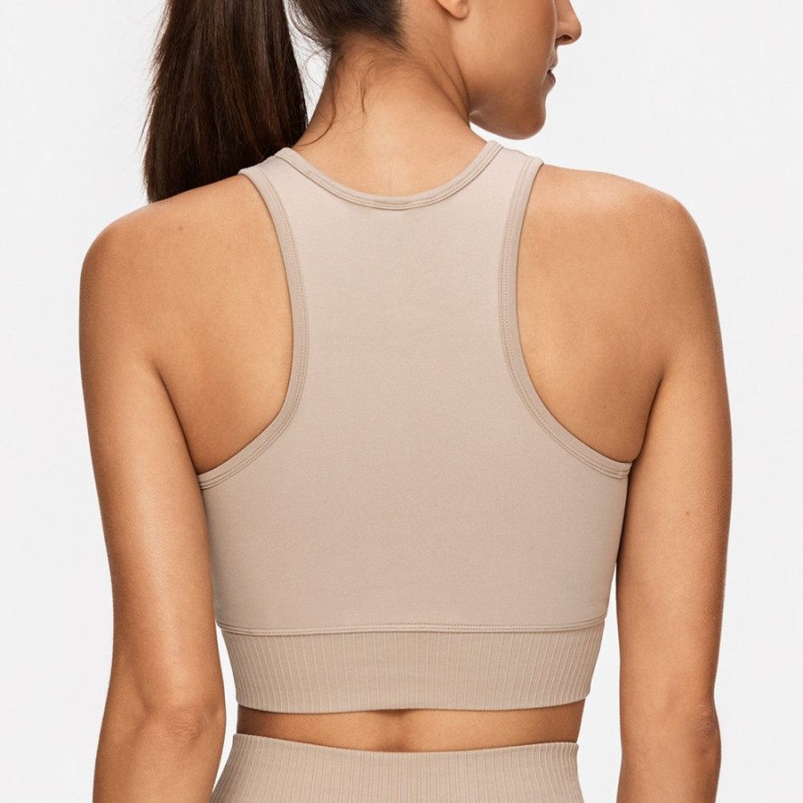 Crop-Tops STRONGER | Eclipse Crop Top Simply Taupe Plain